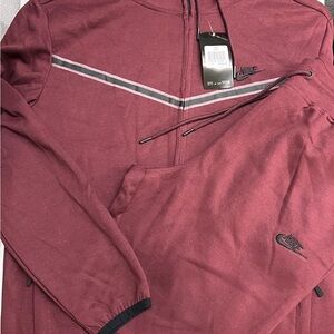 Nike Burgundy Tracksuit with Black Details
